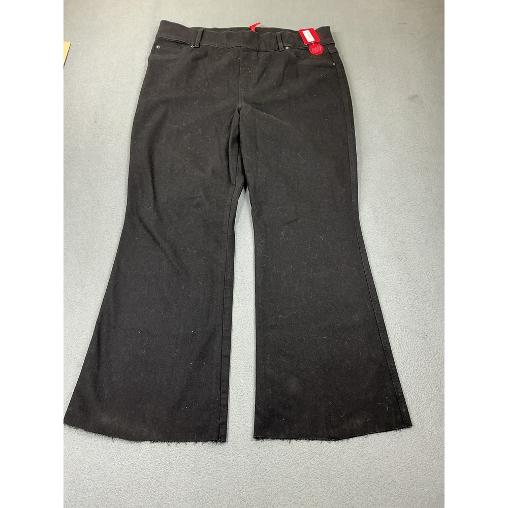 Spanx Jeans Womens 2X Petite Black Dark Wash‎ Flare Shaping Stretch Denim 20326Q